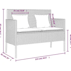 vidaXL - Tuinbank met crème kussens - Beige poly rattan - 113x61x87 cm