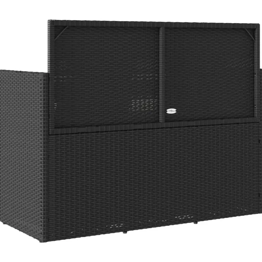 vidaXL - Tuinbank met crème kussens - Zwart poly rattan - 120x50x90.5 cm