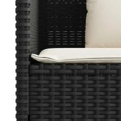 vidaXL - Tuinbank met crème kussens - Zwart poly rattan - 120x50x90.5 cm