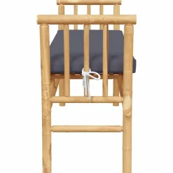 Tuinbanken-vidaXL - Tuinbank met donkergrijs kussen - Bamboe - 110x37x65 cm