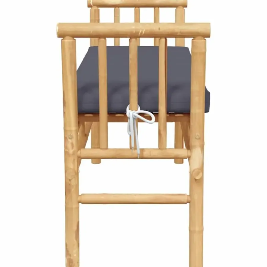 Tuinbanken-vidaXL - Tuinbank met donkergrijs kussen - Bamboe - 110x37x65 cm