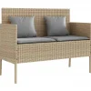 Loungebanken-vidaXL - Tuinbank met grijs kussens - Beige poly rattan - 113x61x87 cm