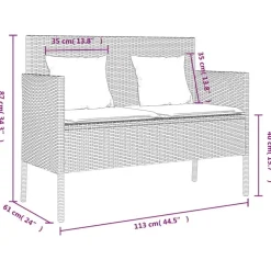 Loungebanken-vidaXL - Tuinbank met grijs kussens - Beige poly rattan - 113x61x87 cm