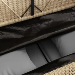 Loungebanken-vidaXL - Tuinbank met grijs kussens - Beige poly rattan - 113x61x87 cm