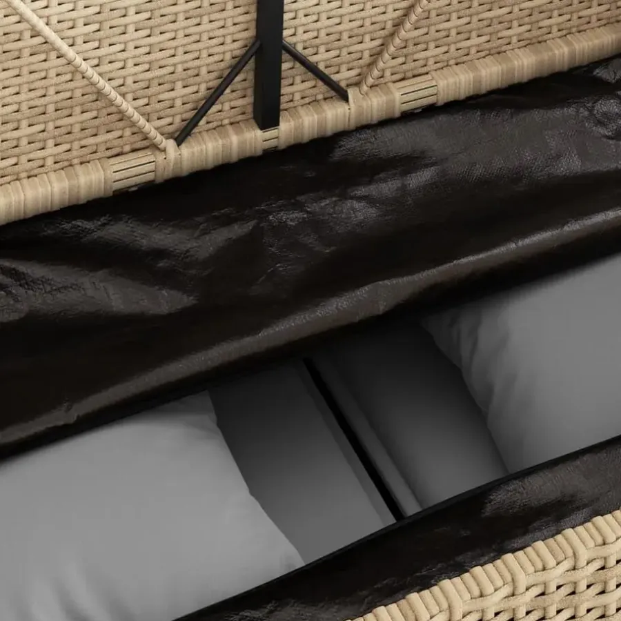 Loungebanken-vidaXL - Tuinbank met grijs kussens - Beige poly rattan - 113x61x87 cm
