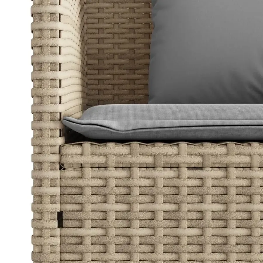 Loungebanken-vidaXL - Tuinbank met grijs kussens - Beige poly rattan - 113x61x87 cm