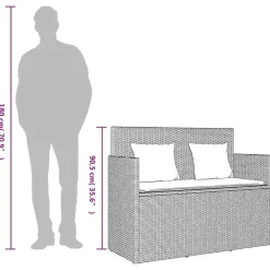vidaXL - Tuinbank met grijs kussens - Beige poly rattan - 120x50x90.5 cm