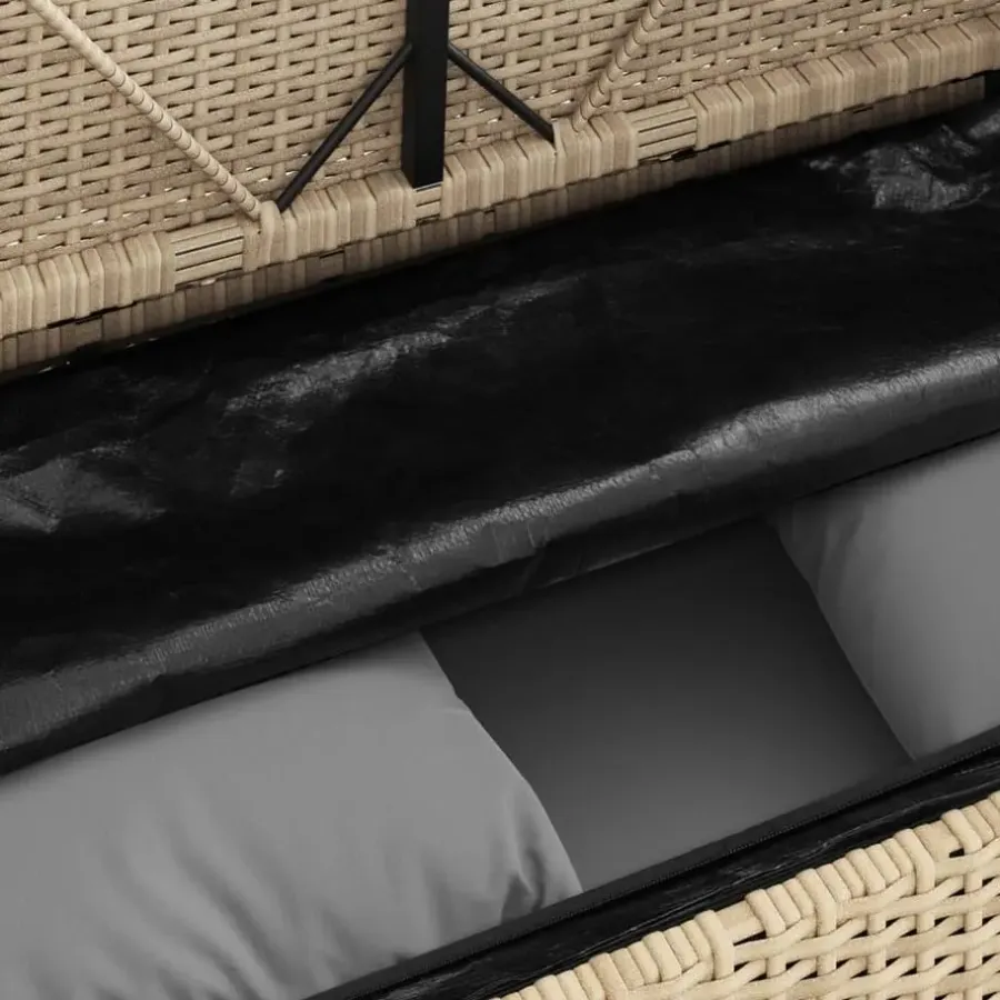 vidaXL - Tuinbank met grijs kussens - Beige poly rattan - 120x50x90.5 cm