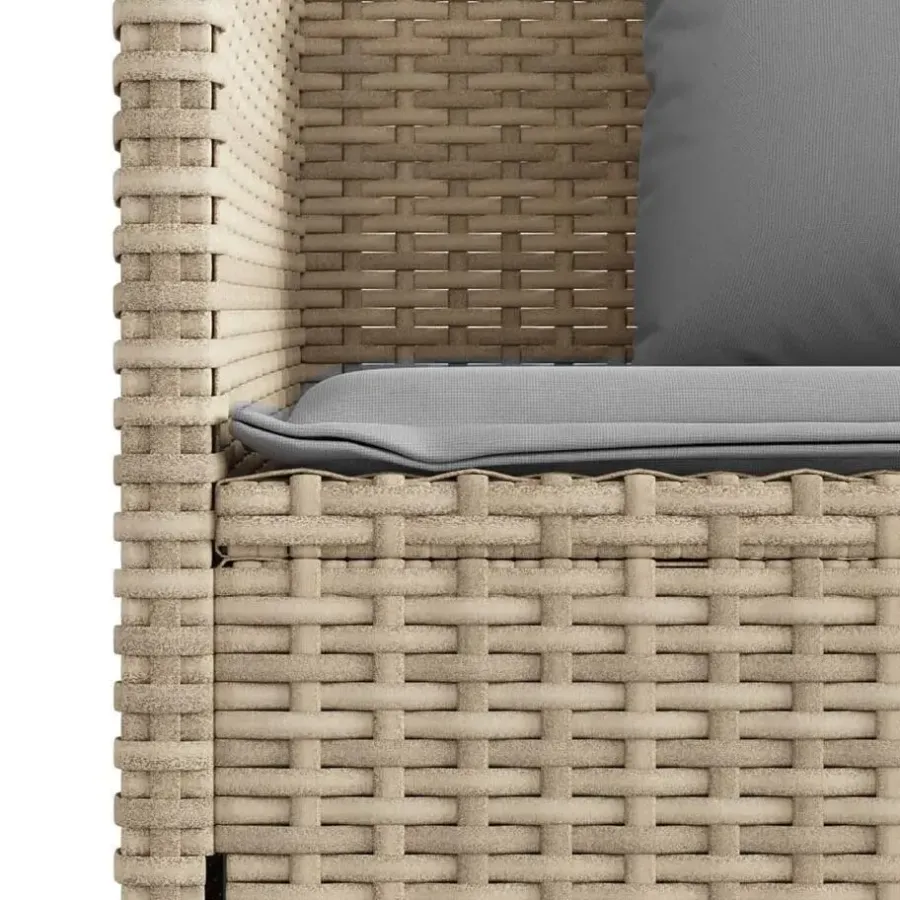 vidaXL - Tuinbank met grijs kussens - Beige poly rattan - 120x50x90.5 cm