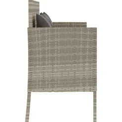 Loungebanken-vidaXL - Tuinbank met kussens - Lichgrijs - Poly rattan - 113x61x87 cm