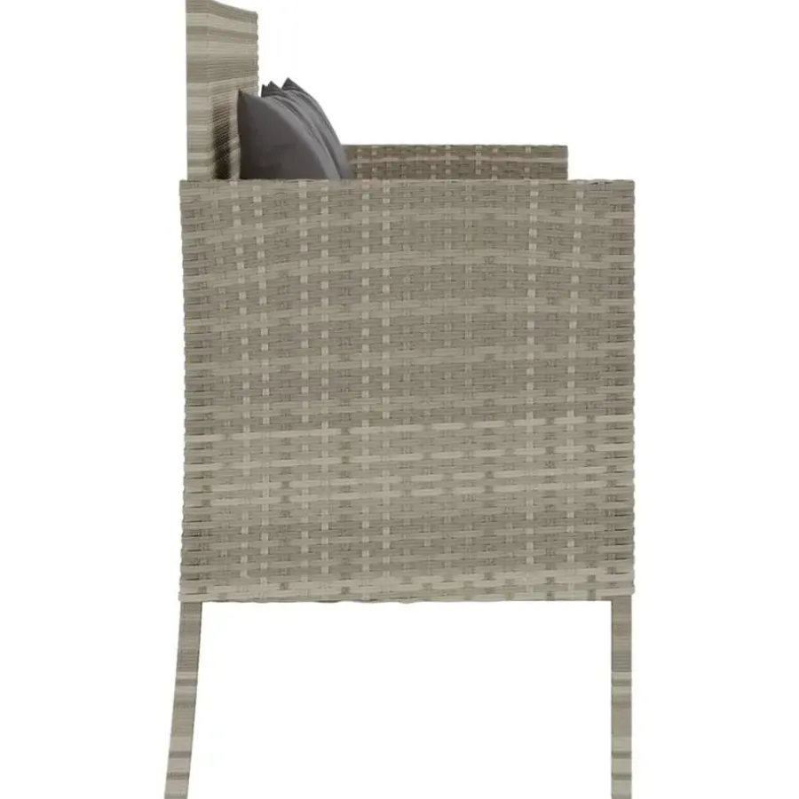 Loungebanken-vidaXL - Tuinbank met kussens - Lichgrijs - Poly rattan - 113x61x87 cm