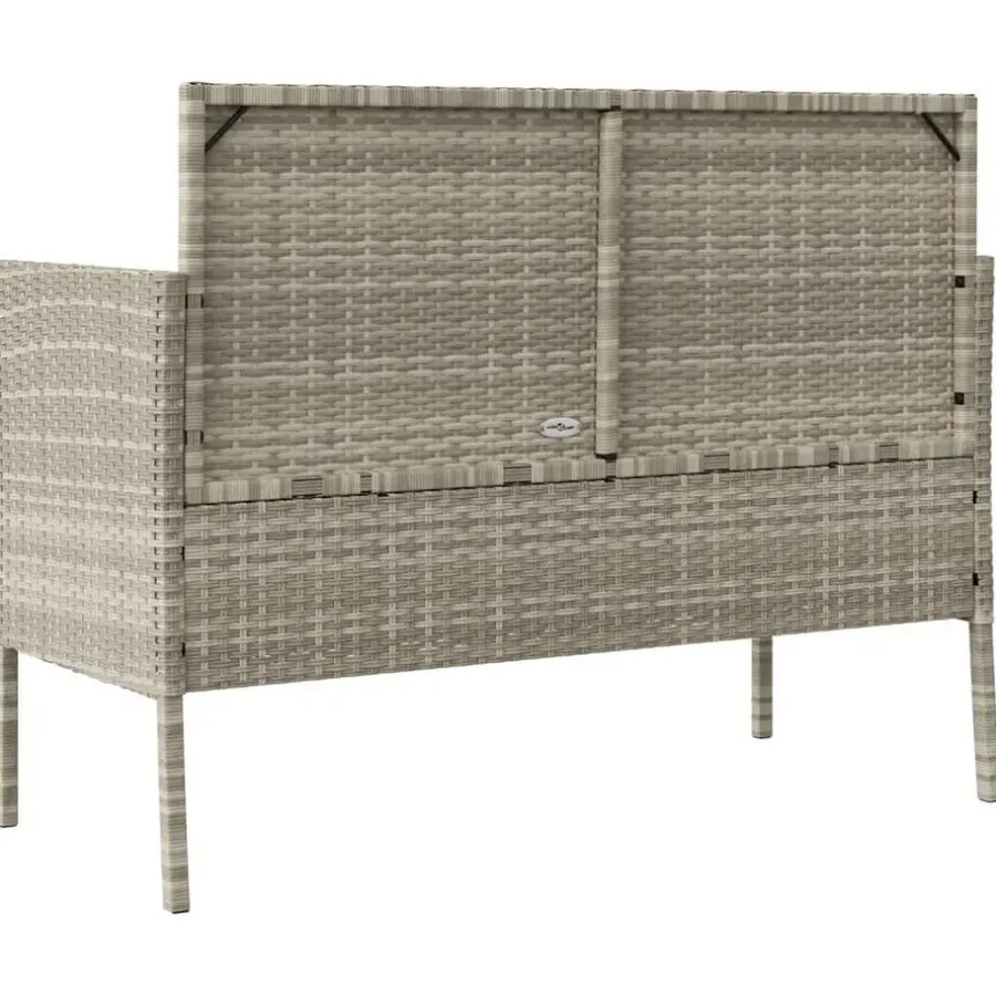 Loungebanken-vidaXL - Tuinbank met kussens - Lichgrijs - Poly rattan - 113x61x87 cm