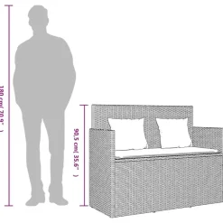 Loungebanken-vidaXL - Tuinbank met kussens - Grijs - Poly rattan - 120x50x90.5 cm