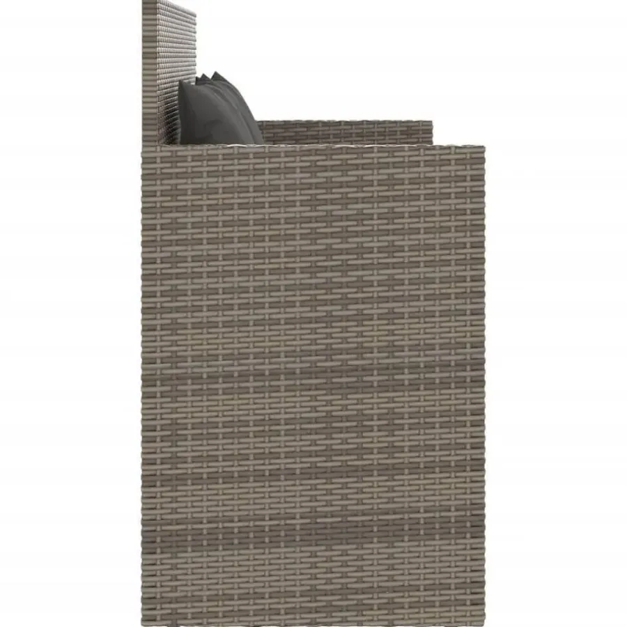 Loungebanken-vidaXL - Tuinbank met kussens - Grijs - Poly rattan - 120x50x90.5 cm