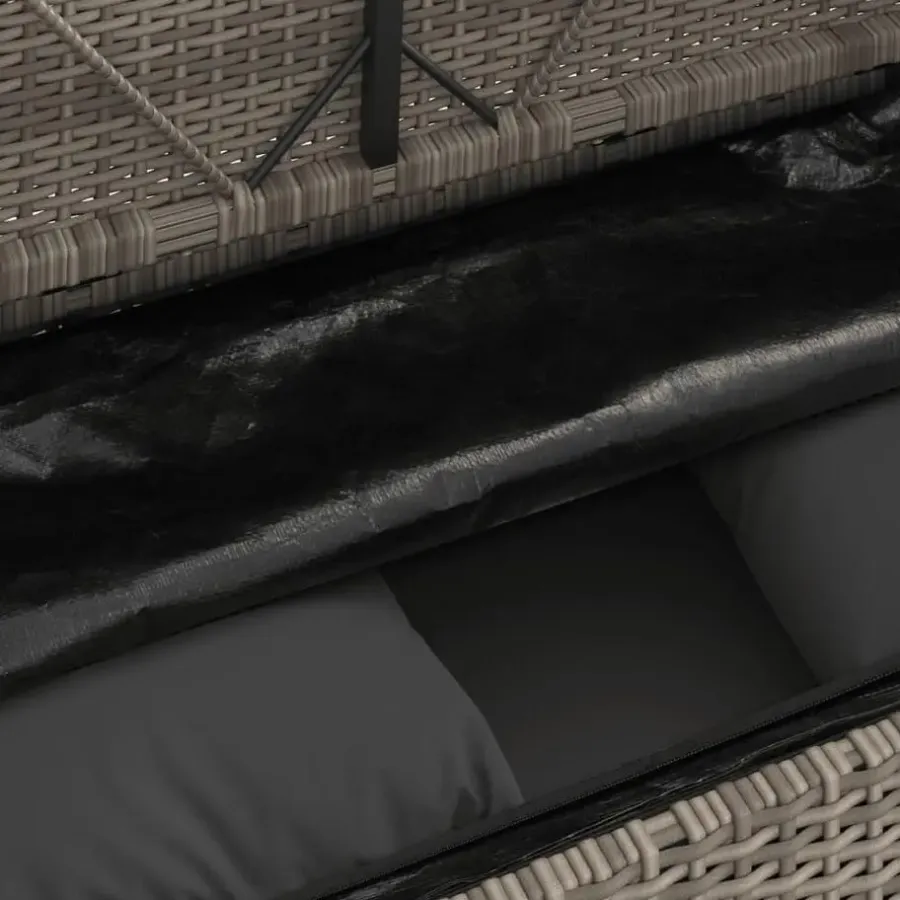 Loungebanken-vidaXL - Tuinbank met kussens - Grijs - Poly rattan - 120x50x90.5 cm