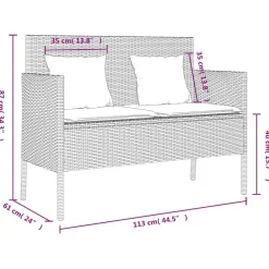 Loungebanken-vidaXL - Tuinbank met kussens - Grijs - Poly rattan - 113x61x87 cm