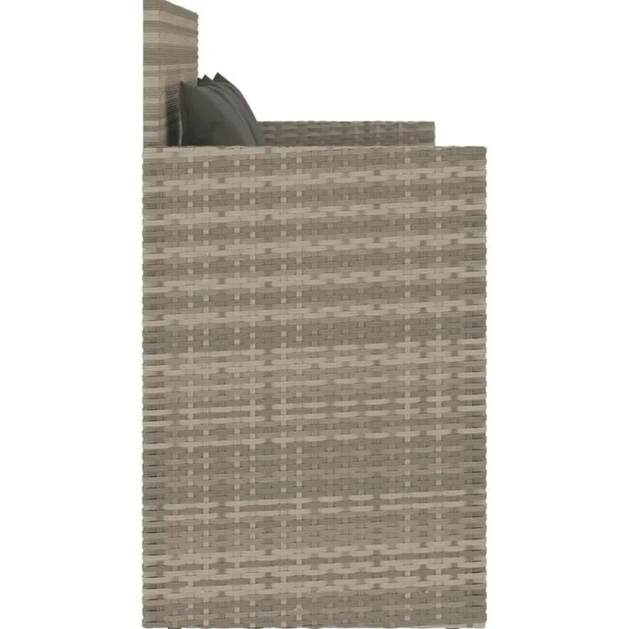 Loungebanken-vidaXL - Tuinbank met kussens - Lichgrijs - Poly rattan - 120x50x90.5 cm