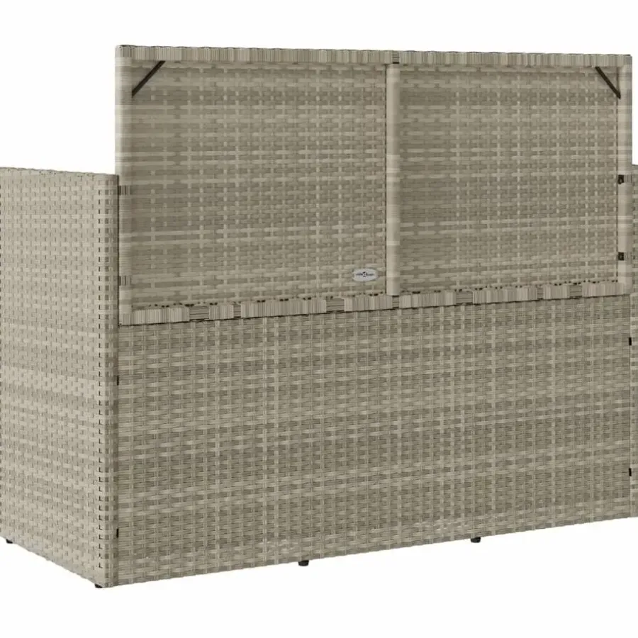 Loungebanken-vidaXL - Tuinbank met kussens - Lichgrijs - Poly rattan - 120x50x90.5 cm