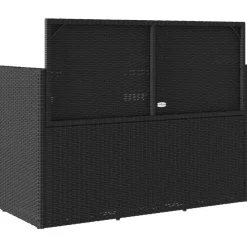 Loungebanken-vidaXL - Tuinbank met kussens - Zwart - Poly rattan - 120x50x90.5 cm