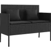 vidaXL - Tuinbank met kussens - Zwart - Poly rattan - 113x61x87 cm