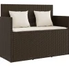 vidaXL - Tuinbank met kussens - Bruin - Poly rattan - 120x50x90.5 cm