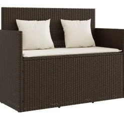 vidaXL - Tuinbank met kussens - Bruin - Poly rattan - 120x50x90.5 cm