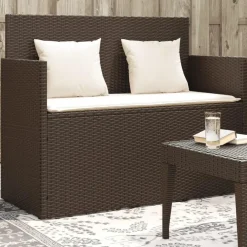 vidaXL - Tuinbank met kussens - Bruin - Poly rattan - 120x50x90.5 cm