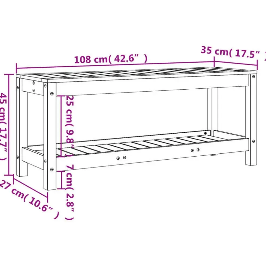 Tuinbanken-vidaXL - Tuinbank met opbergruimte - Naturel - Massief grenenhout - 108x35x45 cm