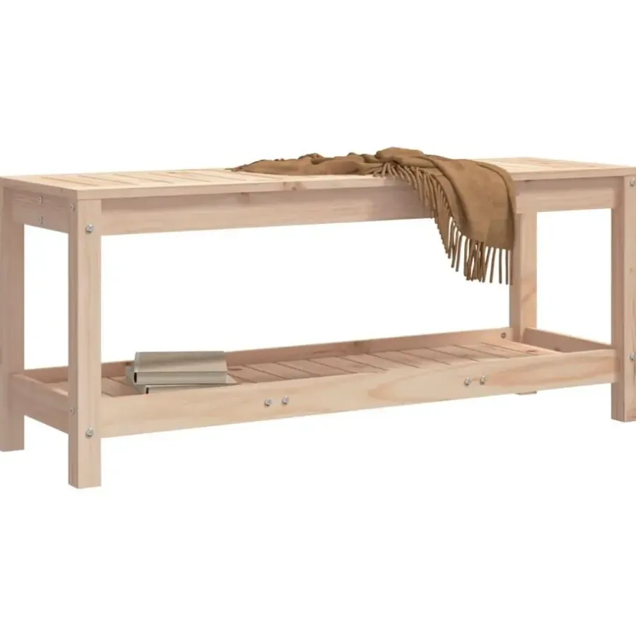 Tuinbanken-vidaXL - Tuinbank met opbergruimte - Naturel - Massief grenenhout - 108x35x45 cm
