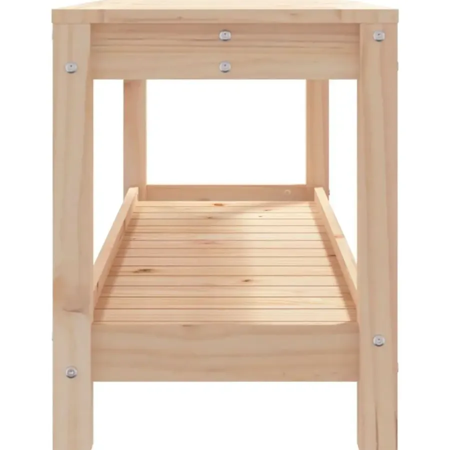 Tuinbanken-vidaXL - Tuinbank met opbergruimte - Naturel - Massief grenenhout - 108x35x45 cm