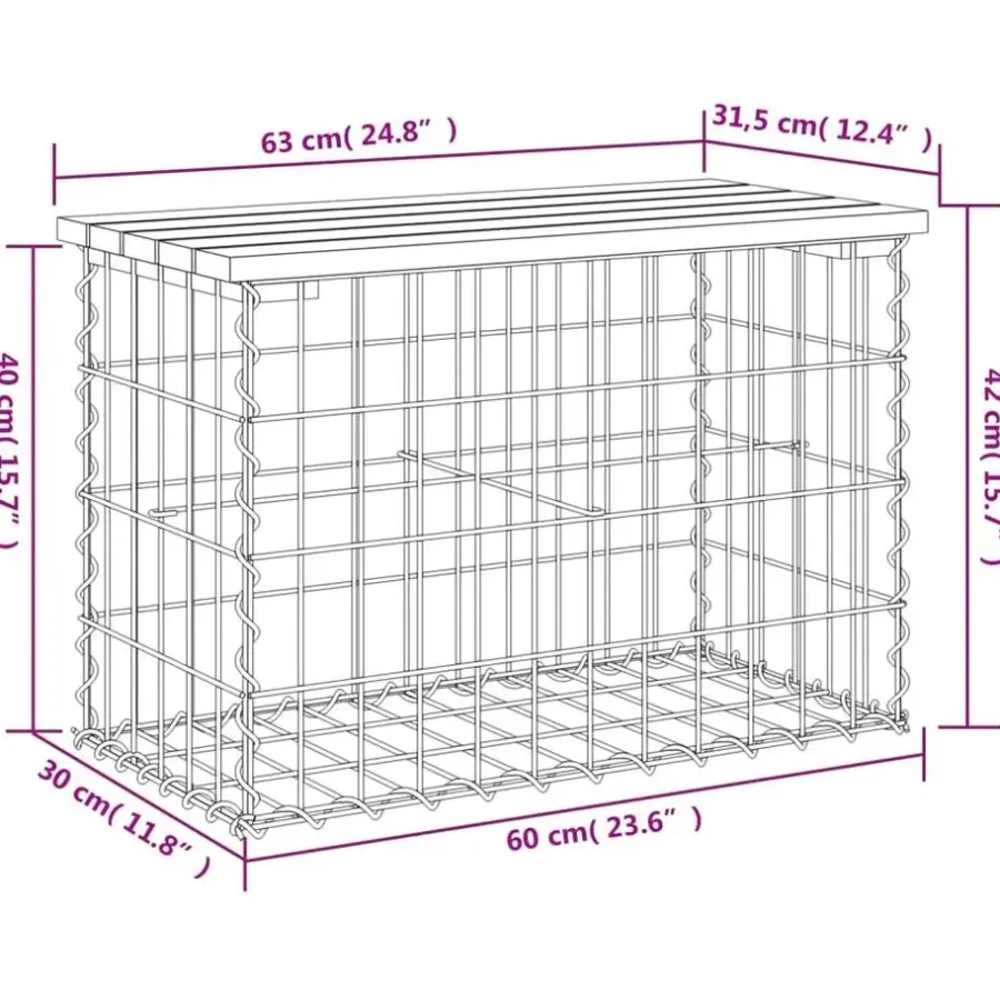 Tuinbanken-vidaXL - Tuinbank schanskorfontwerp - Geïmpregneerd grenenhout - 63x31.5x42 cm