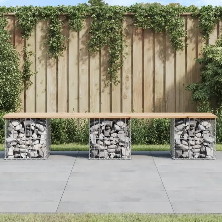 vidaXL - Tuinbank schanskorfontwerp - Massief grenenhout - 203x44x42 cm