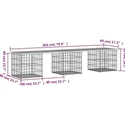 vidaXL - Tuinbank schanskorfontwerp - Massief grenenhout - 203x44x42 cm