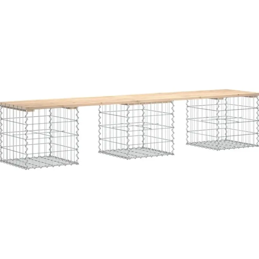 vidaXL - Tuinbank schanskorfontwerp - Massief grenenhout - 203x44x42 cm