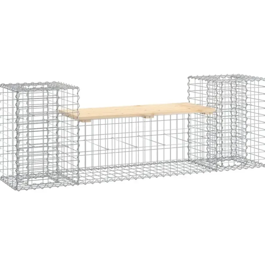 vidaXL - Tuinbank schanskorfontwerp - Massief grenenhout - 183x41x60,5 cm