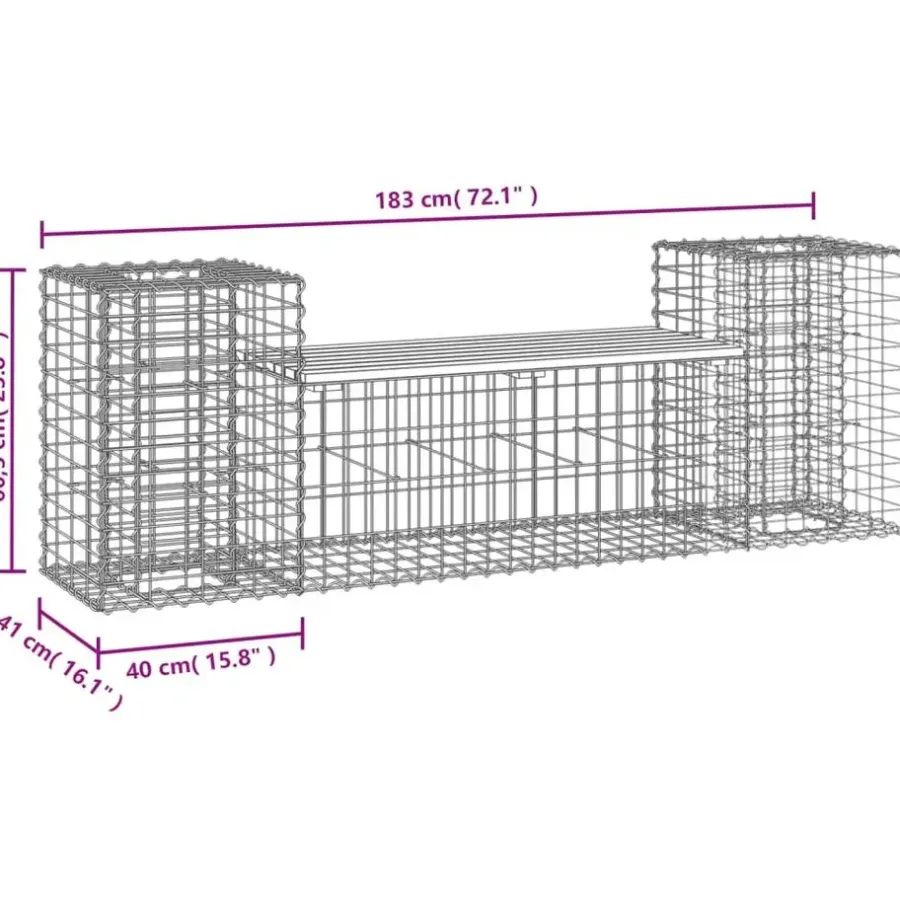 vidaXL - Tuinbank schanskorfontwerp - Massief grenenhout - 183x41x60,5 cm