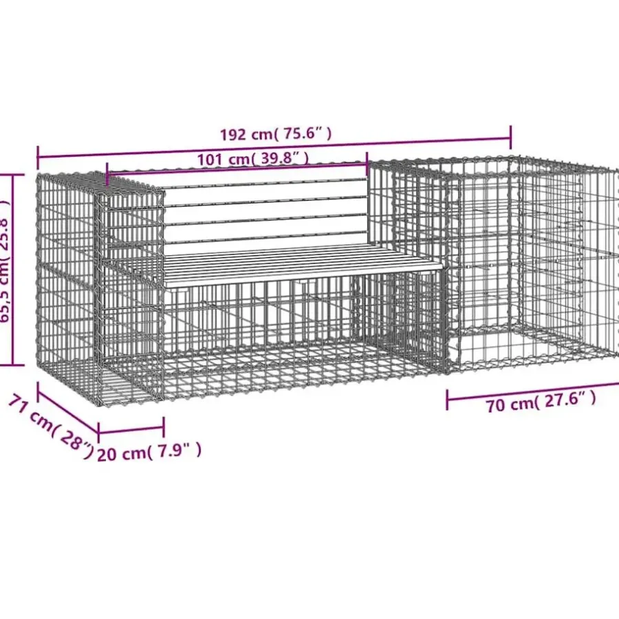 vidaXL - Tuinbank schanskorfontwerp - Massief grenenhout - 192x71x65,5 cm