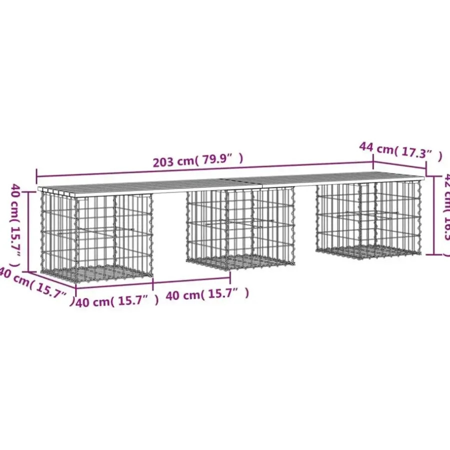 vidaXL - Tuinbank schanskorfontwerp - Massief douglashout - 203x44x42 cm