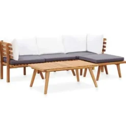 Loungesets-vidaXL - Tuinbank Set - Bruin - Acaciahout
