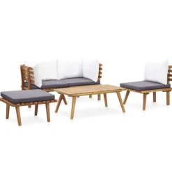 Loungesets-vidaXL - Tuinbank Set - Bruin - Acaciahout