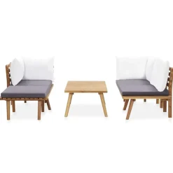 Loungesets-vidaXL - Tuinbank Set - Bruin - Acaciahout