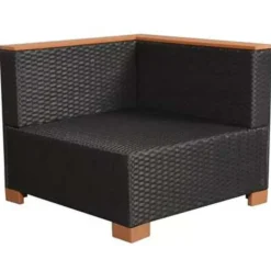 Loungesets-vidaXL - Tuinbank Set - Zwart - Poly rattan