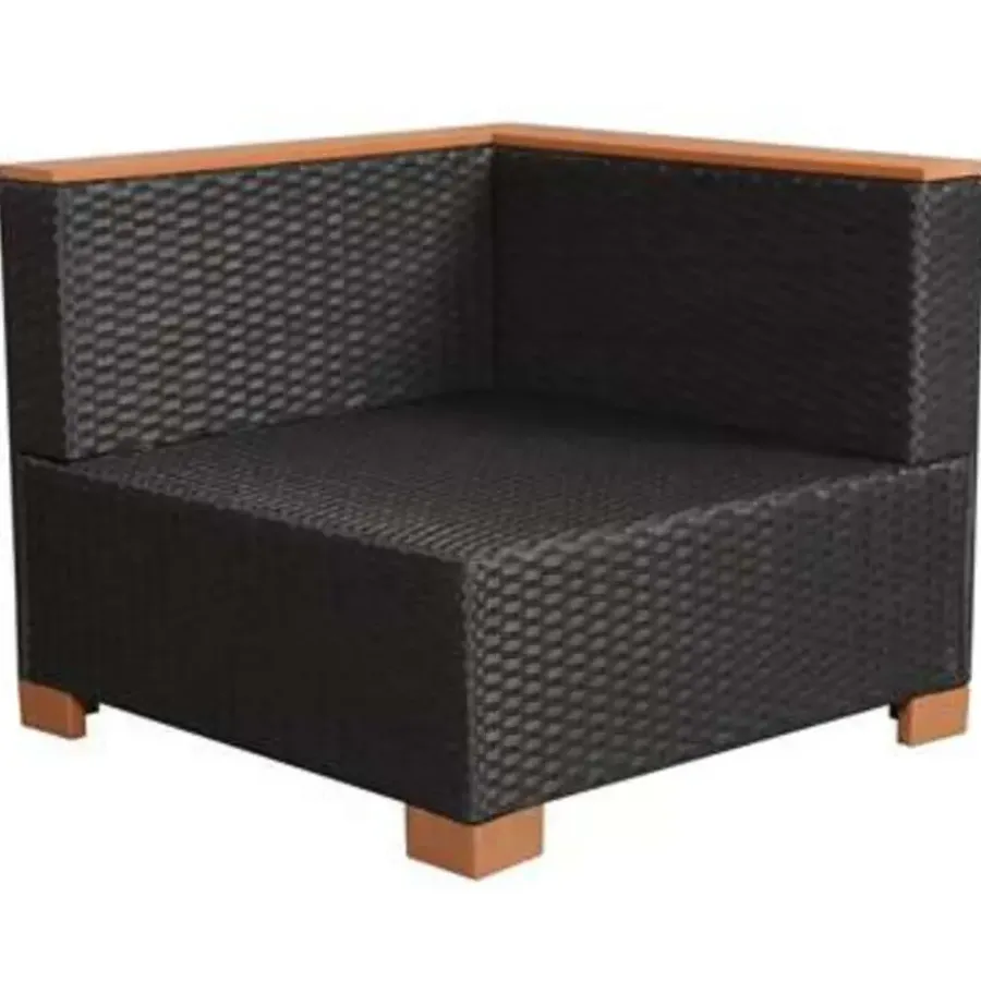 Loungesets-vidaXL - Tuinbank Set - Zwart - Poly rattan