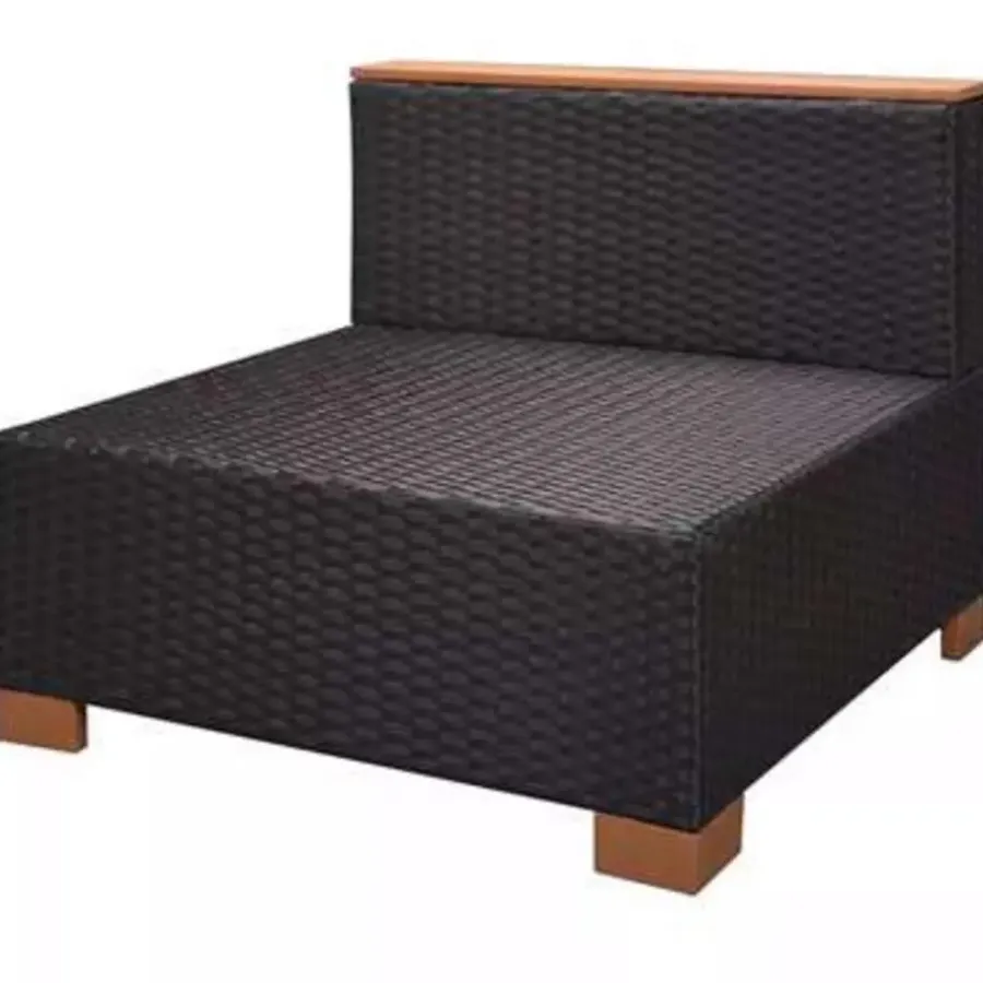 Loungesets-vidaXL - Tuinbank Set - Zwart - Poly rattan