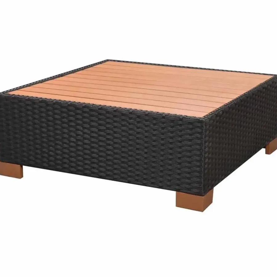 Loungesets-vidaXL - Tuinbank Set - Zwart - Poly rattan