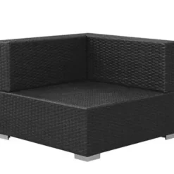 Loungesets-vidaXL - Tuinbank Set - Zwart - Poly rattan