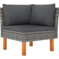 Loungebanken-vidaXL - Tuinbank 4-sits - Grijs - Poly rattan -Met kussens