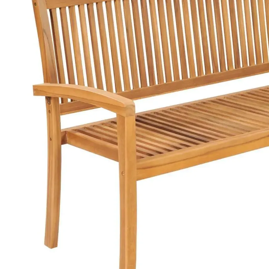 vidaXL - Tuinbank stapelbaar met blauw kussen - Teakhout - 159x57.5x90 cm