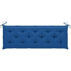 vidaXL - Tuinbank stapelbaar met blauw kussen - Teakhout - 159x57.5x90 cm