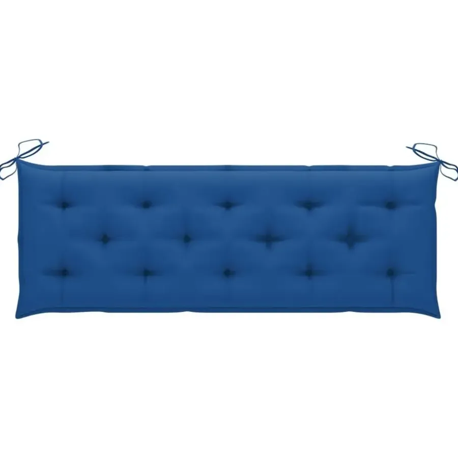 vidaXL - Tuinbank stapelbaar met blauw kussen - Teakhout - 159x57.5x90 cm